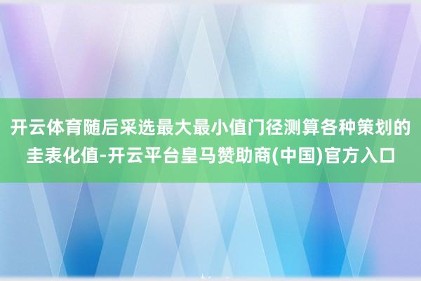 开云体育随后采选最大最小值门径测算各种策划的圭表化值-开云平台皇马赞助商(中国)官方入口